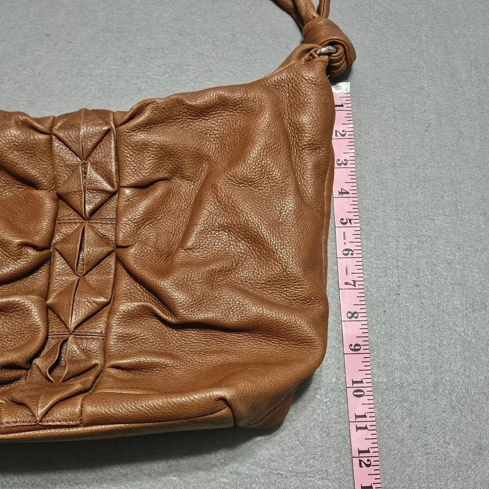 Elliott‎ Lucca Shoulder Bag Hobo Purse Brown Pebbled Leather Knot Ruched Front